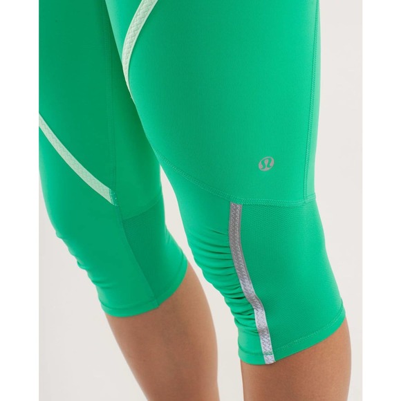 Lululemon Run Pace Crop Leggings 4 Very Green Fresh Teal Mid Rise Capri - Picture 5 of 15